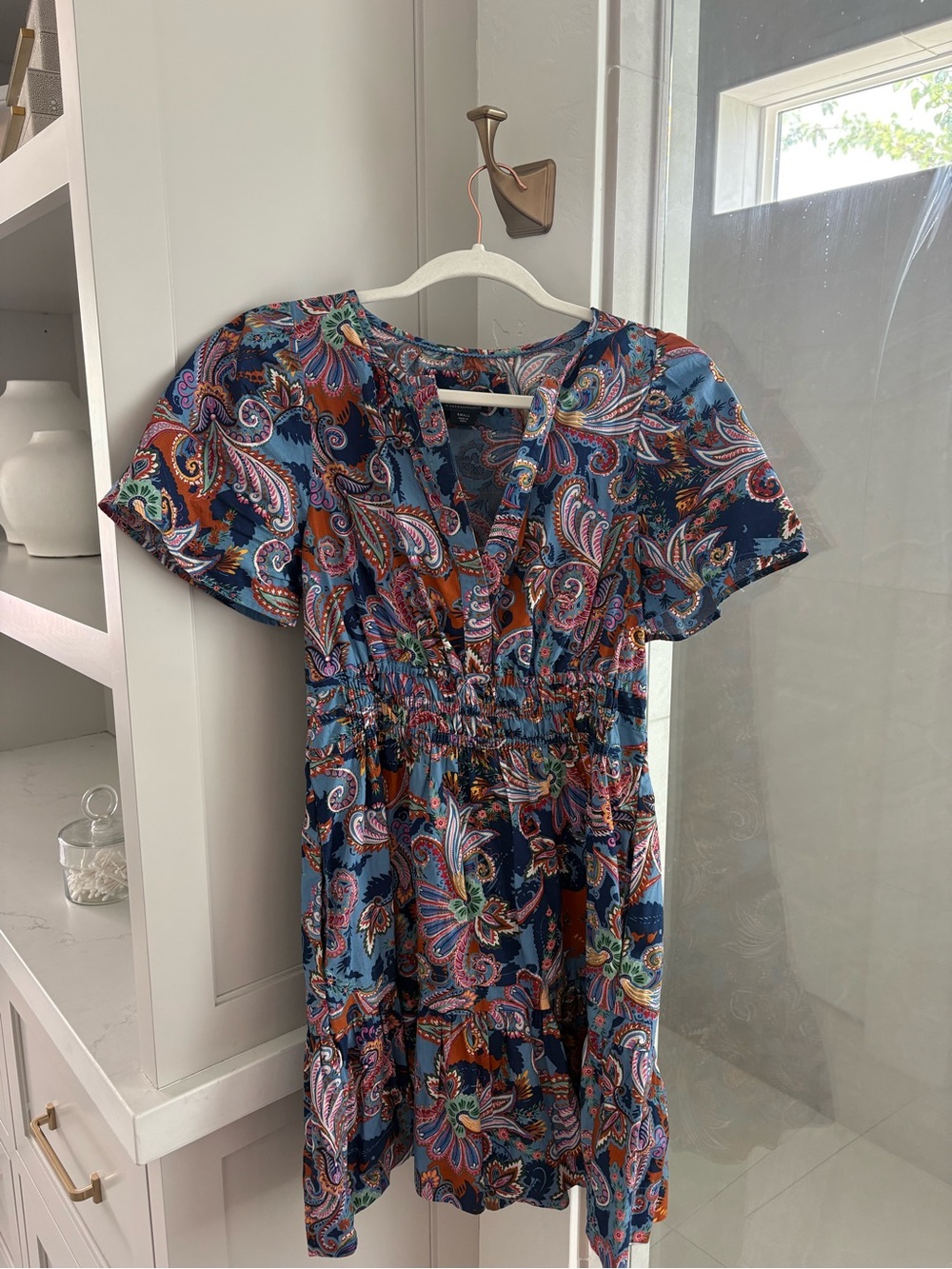Maeve by Anthropologie Smocked-Waist Paisley Mini Dress